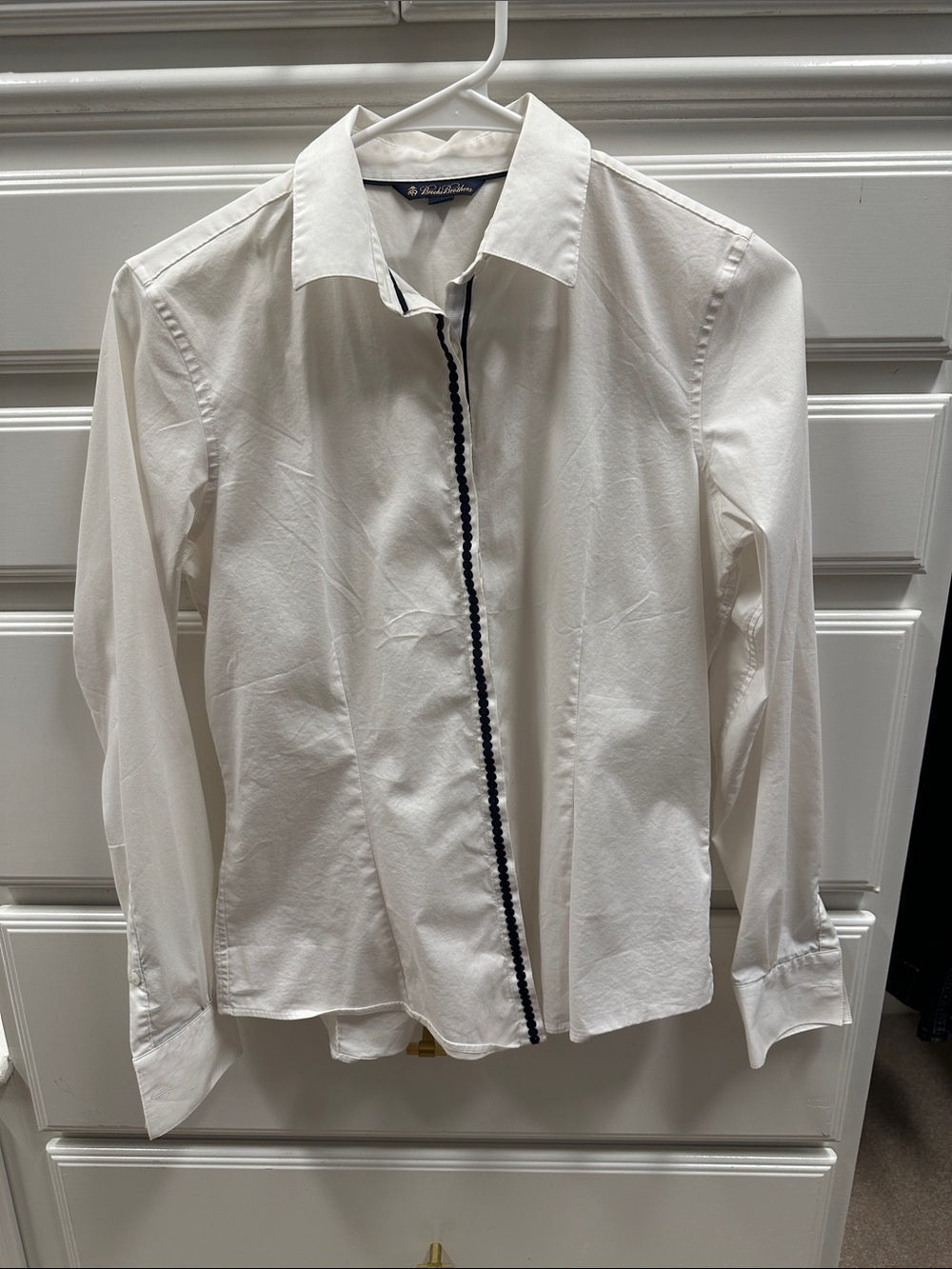 Brooks Brothers White Button Down Shirt with Black Trim